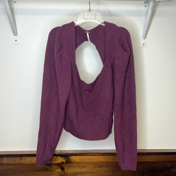 NWT Free People Open Back Sweater in Pomegranate Wine- M - Picture 1 of 7